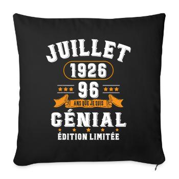 96 Ans Anniversaire Vintage Né(e) en Juillet 1926 - Housse de coussin décorative 45 x 45 cm - noir - Devant