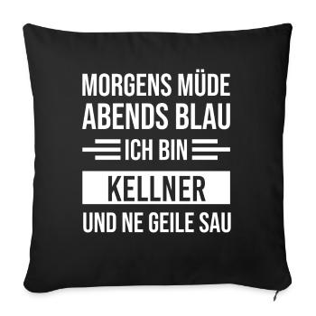 Morgens Müde Abends Blau Kellner - Sofakissenbezug 45 x 45 cm - Schwarz - Vorne