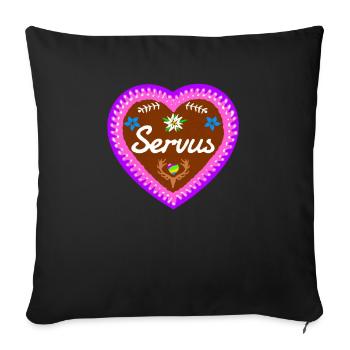 Gingerbread Heart T-Shirt Heart Servus Edelweiss - Sofa pillowcase 17,3'' x 17,3'' (45 x 45 cm) - black - Front