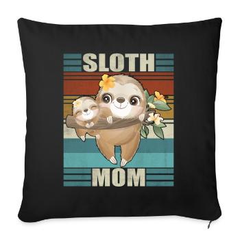 Sloth Mama Flowers Mother's Day Sloth Love - Sofa pillowcase 17,3'' x 17,3'' (45 x 45 cm) - black - Front