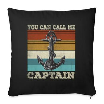 Drôle de capitaine Voilier Humour Ancre Marin - Housse de coussin décorative 45 x 45 cm - noir - Devant