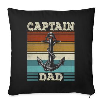 Captain Papa Sailboat Anchor Sailor Papa - Sofa pillowcase 17,3'' x 17,3'' (45 x 45 cm) - black - Front