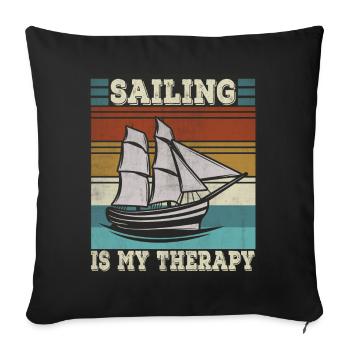 Sailing is my therapy Sailboat Funny Sail - Sofa pillowcase 17,3'' x 17,3'' (45 x 45 cm) - black - Front
