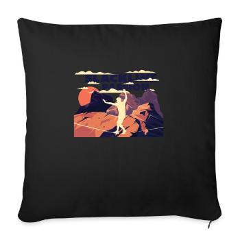 Slackline, Balance Sport - Sofa pillowcase 17,3'' x 17,3'' (45 x 45 cm) - black - Front