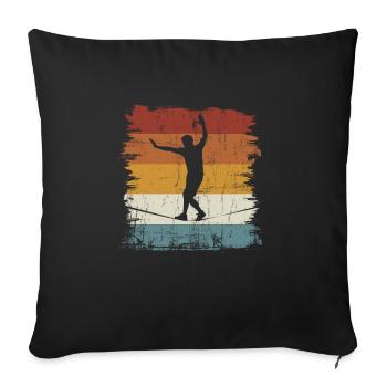Retro vintage Slackline - Sofa pillowcase 17,3'' x 17,3'' (45 x 45 cm) - black - Front