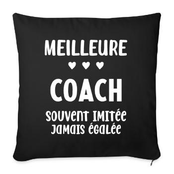Femme Meilleure Coach Humour entraineuse Cadeau - Housse de coussin décorative 45 x 45 cm - noir - Devant
