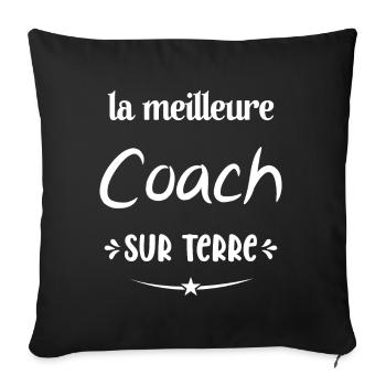 La Meilleure Coach Sur Terre Humour Entraîneuse - Housse de coussin décorative 45 x 45 cm - noir - Devant