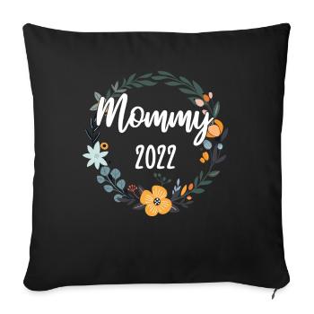 Maman 2022 Grossesse enceinte Maman à être - Housse de coussin décorative 45 x 45 cm - noir - Devant