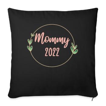 Maman 2022 Grossesse enceinte Maman à être - Housse de coussin décorative 45 x 45 cm - noir - Devant