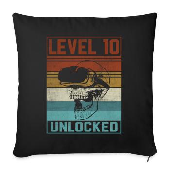 Boy 10th Birthday Gamer - Sofa pillowcase 17,3'' x 17,3'' (45 x 45 cm) - black - Front