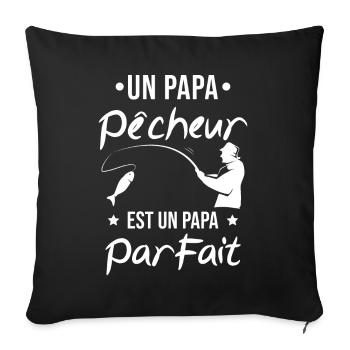 Un papa pêcheur est un papa parfait Cadeau - Housse de coussin décorative 45 x 45 cm - noir - Devant