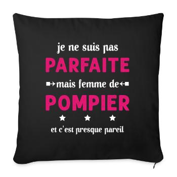 pas parfaite mais femme de pompier - Housse de coussin décorative 45 x 45 cm - noir - Devant