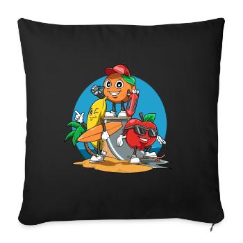Apfel Banane Orange Urlaub Meer Früchte - Sofakissenbezug 45 x 45 cm - Schwarz - Vorne