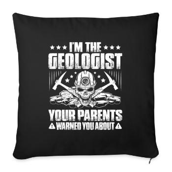 Géologue Géologue Géologue Géologie Géologine - Housse de coussin décorative 45 x 45 cm - noir - Devant
