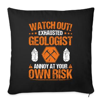 Géologue Géologue Géologue Géologie Géologine - Housse de coussin décorative 45 x 45 cm - noir - Devant
