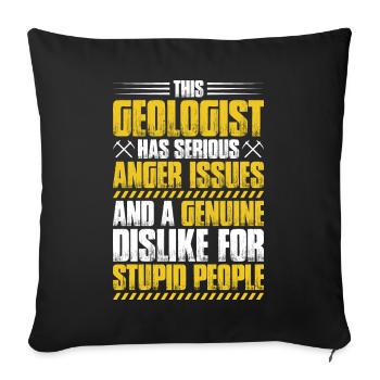 Géologue Géologue Géologue Géologie Géologine - Housse de coussin décorative 45 x 45 cm - noir - Devant
