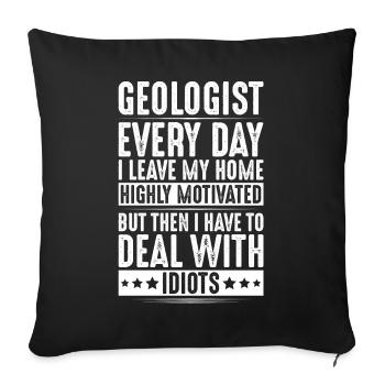 Géologue Géologue Géologue Géologie Géologine - Housse de coussin décorative 45 x 45 cm - noir - Devant