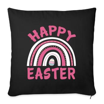 Happy Easter Women Girls Cute Easter Egg Rainbow - Sofakissenbezug 45 x 45 cm - Schwarz - Vorne