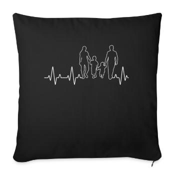 Family Love Heartbeat Mom Dad 2 Kids - Sofakissenbezug 45 x 45 cm - Schwarz - Vorne