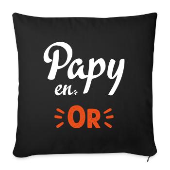 Papy en or humour papy cadeau - Housse de coussin décorative 45 x 45 cm - noir - Devant