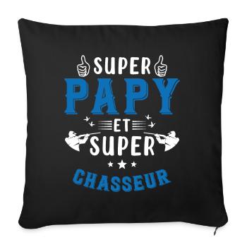 Super papy et Super Chasseur - Housse de coussin décorative 45 x 45 cm - noir - Devant