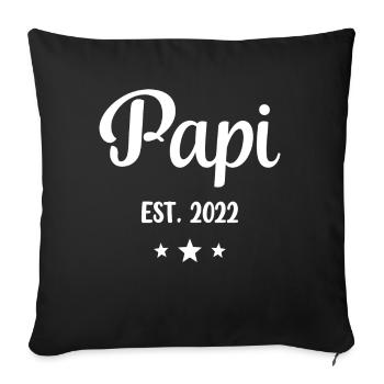 Papi est 2022 Cadeau drôle de grand-père - Housse de coussin décorative 45 x 45 cm - noir - Devant