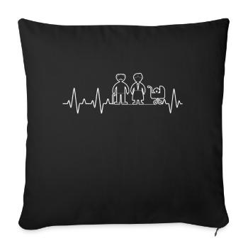Grandparents Grandkid Baby Heartbeat Grandpa Grand - Sofakissenbezug 45 x 45 cm - Schwarz - Vorne