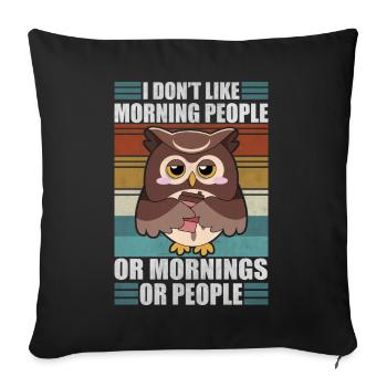 Sarcastique Owl Moody Coffee Lazy Owls - Housse de coussin décorative 45 x 45 cm - noir - Devant