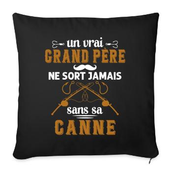Un vrai Grand Père Pêcheur - Housse de coussin décorative 45 x 45 cm - noir - Devant