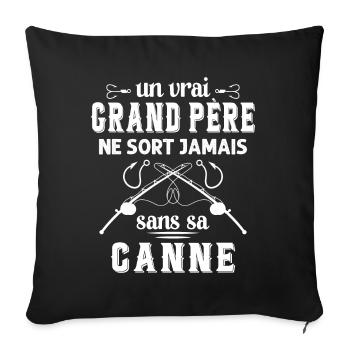 Un vrai Grand Père Pêcheur - Housse de coussin décorative 45 x 45 cm - noir - Devant