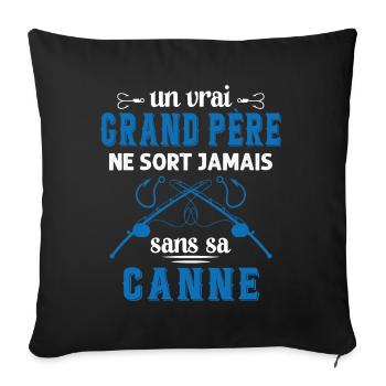 Un vrai Grand Père Pêcheur - Housse de coussin décorative 45 x 45 cm - noir - Devant