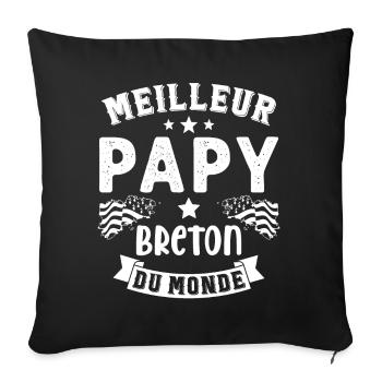 Meilleur Papy Breton du Monde - Housse de coussin décorative 45 x 45 cm - noir - Devant