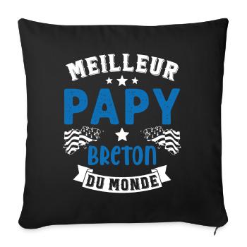 Meilleur Papy Breton du Monde - Housse de coussin décorative 45 x 45 cm - noir - Devant