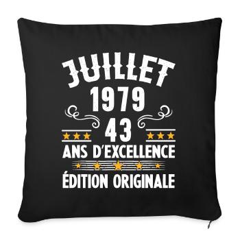 43 Ans Anniversaire Vintage Né(e) en Juillet 1979 - Housse de coussin décorative 45 x 45 cm - noir - Devant