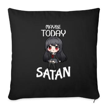 Peut-être qu’aujourd’hui Satan I Satanic Creepy Cute Anime Girl - Housse de coussin décorative 45 x 45 cm - noir - Devant