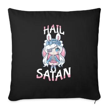 Salut Satan I Satanic Creepy Cute Anime Girl - Housse de coussin décorative 45 x 45 cm - noir - Devant
