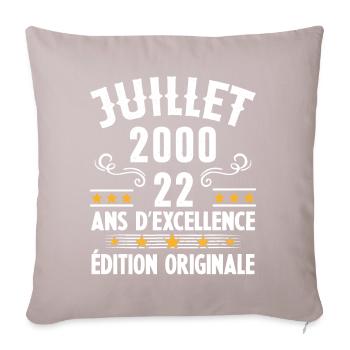 22 Ans Anniversaire Vintage Né(e) en Juillet 2000 - Housse de coussin décorative 45 x 45 cm - taupe clair - Devant