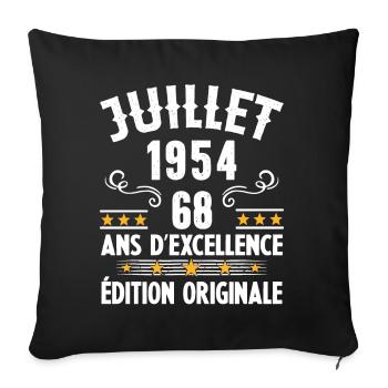 68 Ans Anniversaire Vintage Né(e) en Juillet 1954 - Housse de coussin décorative 45 x 45 cm - noir - Devant
