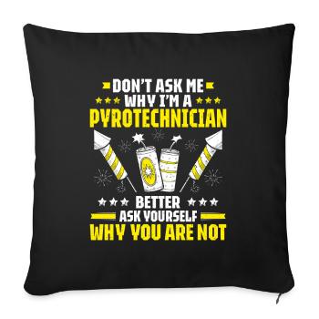 Pyrotechnicien Feux d’artifice Pyrotechnie Pyrotechnicien - Housse de coussin décorative 45 x 45 cm - noir - Devant