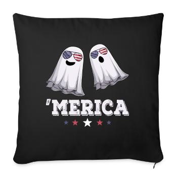 Ghosts Merica 4 juillet Drapeau américain USA - Housse de coussin décorative 45 x 45 cm - noir - Devant