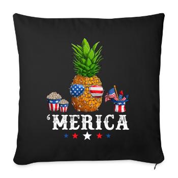 Pineapple American Flag 4th of July Merica USA - Sofakissenbezug 45 x 45 cm - Schwarz - Vorne