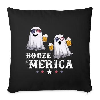 Ghost USA 4 juillet Bière American Flag Booze Mer - Housse de coussin décorative 45 x 45 cm - noir - Devant