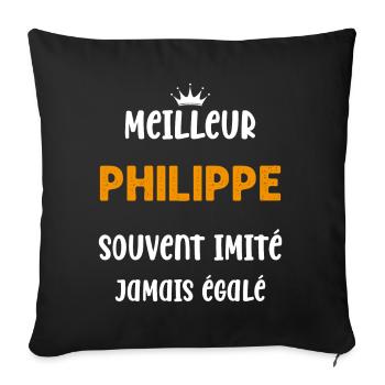 Homme humour prénom super meilleur philippe - Housse de coussin décorative 45 x 45 cm - noir - Devant