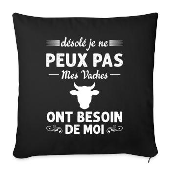 Mes Vaches Cadeau drôle pour l'agriculteur - Housse de coussin décorative 45 x 45 cm - noir - Devant