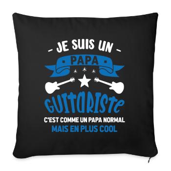 Papa Guitariste Idée Originale Fêtes des Pères - Housse de coussin décorative 45 x 45 cm - noir - Devant