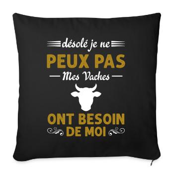 Mes Vaches Cadeau drôle pour l'agriculteur - Housse de coussin décorative 45 x 45 cm - noir - Devant