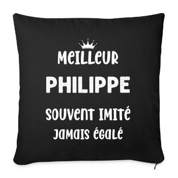 Homme humour prénom super meilleur philippe - Housse de coussin décorative 45 x 45 cm - noir - Devant