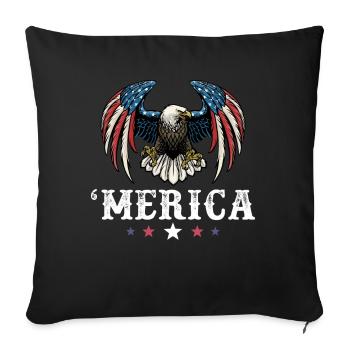 Eagle Drapeau américain 4 juillet Merica USA - Housse de coussin décorative 45 x 45 cm - noir - Devant