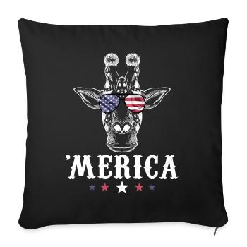 Girafe Merica 4 juillet Drapeau américain USA - Housse de coussin décorative 45 x 45 cm - noir - Devant
