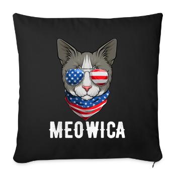 USA Cat 4th of July Kitten American Flag - Sofakissenbezug 45 x 45 cm - Schwarz - Vorne